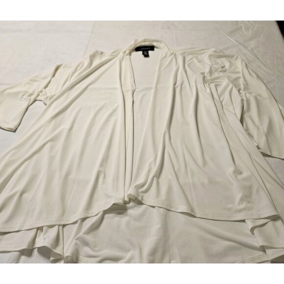 R&M Richards Women's Open Front White Cardigan 3/4 Sleeves Ltweight SZ L Career - Picture 3 of 10